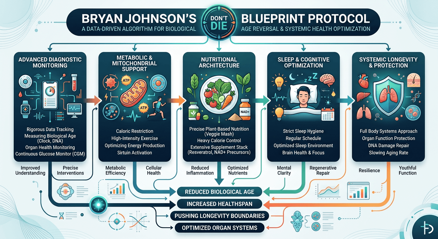 Infographic for Bryan Johnson's Blueprint Protocol